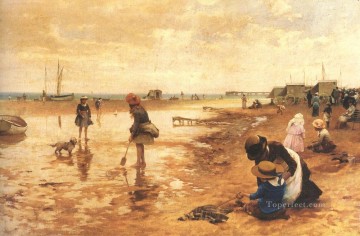  Red Canvas - A day at the seaside landscape Alfred Glendening